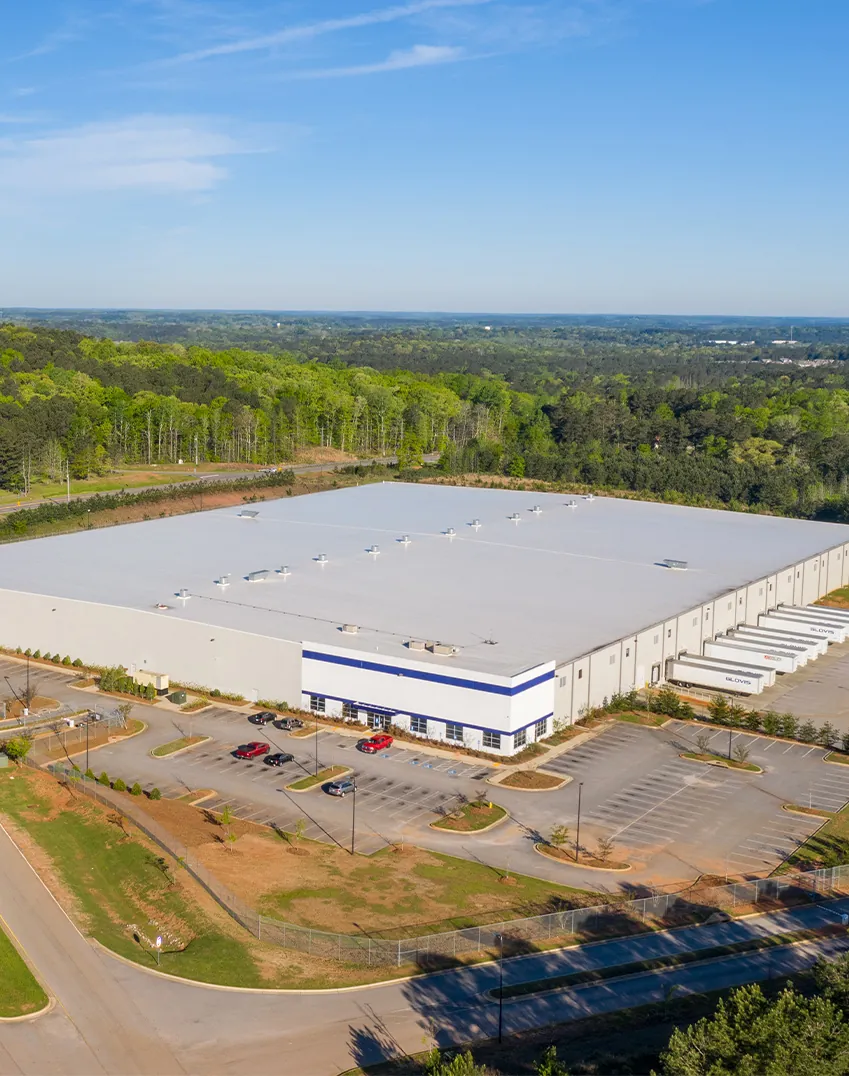 Aerial shot of industrial building