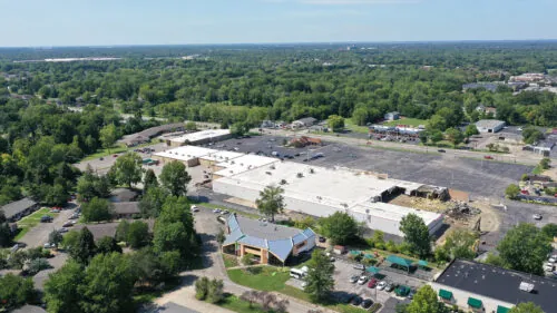 Aerial view of a church campus