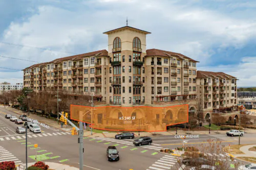 Berkshire Village District building with 5,240 SF of space available to lease highlighted